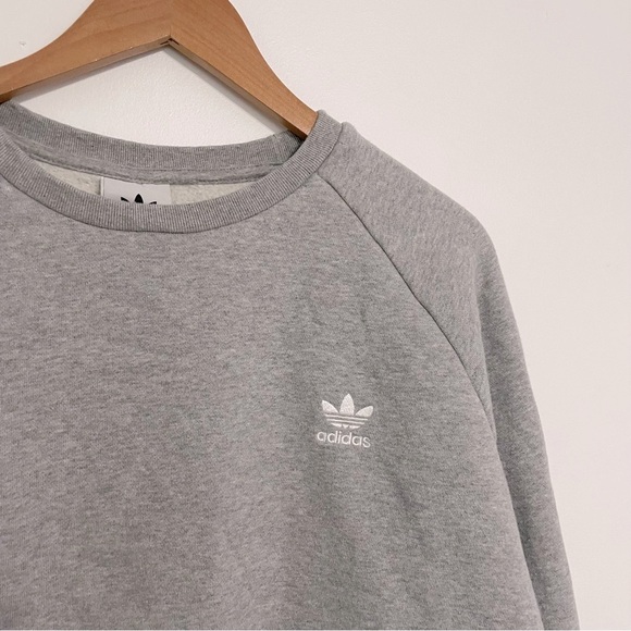 Heathered Gray Wide Oversized Slouchy Adidas Crewneck Sweatshirt - Picture 4 of 6